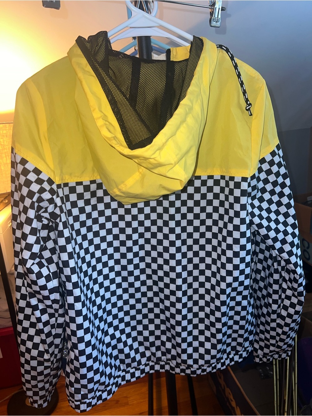 Vans Yellow & Black White Checkered Hooded Windbreaker - Picture 3 of 3
